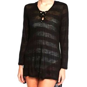 Luxe by Lisa Vogel  Sheer Stripes Beach Coverup Resort Wear. MED